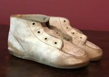 Vintage White Leather Baby Shoes No Laces 1940s 1950s