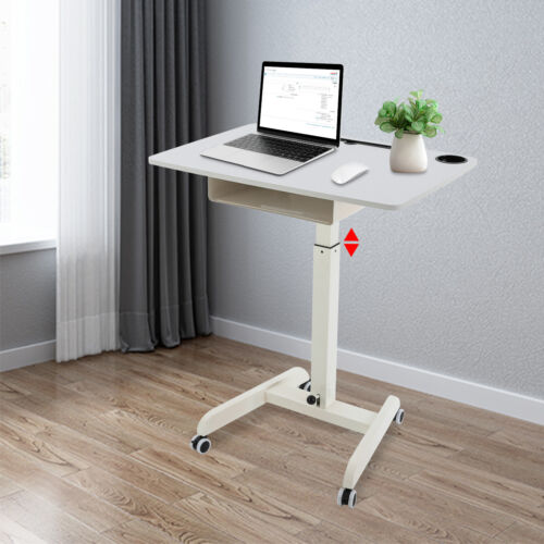 Laptop Desk Height Adjustable Rolling Mobile Table Stand Over Bed Sofa w/Storage
