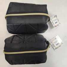 2 Pk: Modella Quilted Frame Clutch Cosmetic Bag - Black   E9G