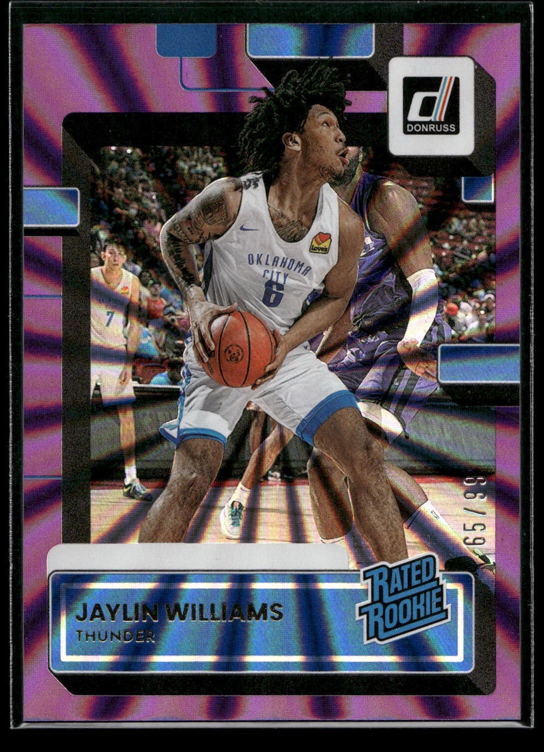 2022-23 Donruss Jaylin Williams RATED ROOKIE HOLO PURPLE LASER /99 SP #241 RC