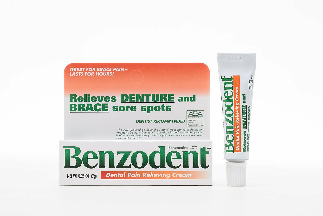 Benzodent Dental Pain Relieving Cream For Dentures and Braces 0.25