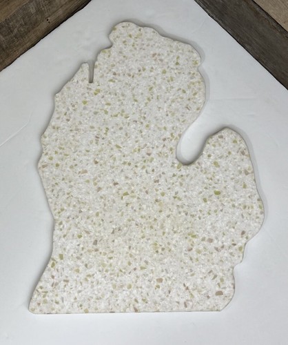 Michigan Shaped Heavy Plastic White Sparkling Cutting Board Mitten State ๐ค - Picture 2 of 13