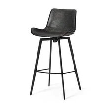 Maven Lane Open Box - 30" Victor Swivel Bar Stool In Matte Black Frame With Char