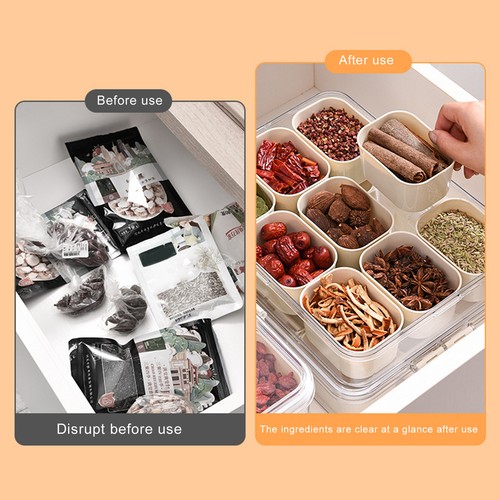 Spice Storage Box - 9 Compartments, Divided Tray with Lid, Food Grade - Picture 7 of 21