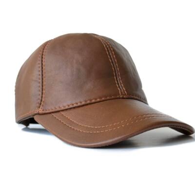 Genuine Leather Baseball Cap for Men and Women   Classic Adjustable Hat