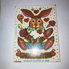 Vintage 1983 Illuminations Chocolate Bunny Scratch and Sniff Sticker