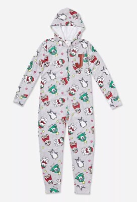 NWT Justice Holiday Sloth Penguin One Piece Pajamas SIZE Initial