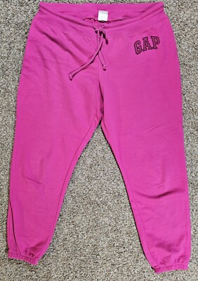 Gap Women Pink Cozy Cotton Blend Drawstring Sweatpants L