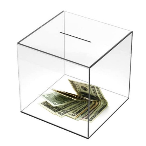 Clear Acrylic Money Bank Piggy Bank For Adults Or Kids, Must Break To Open