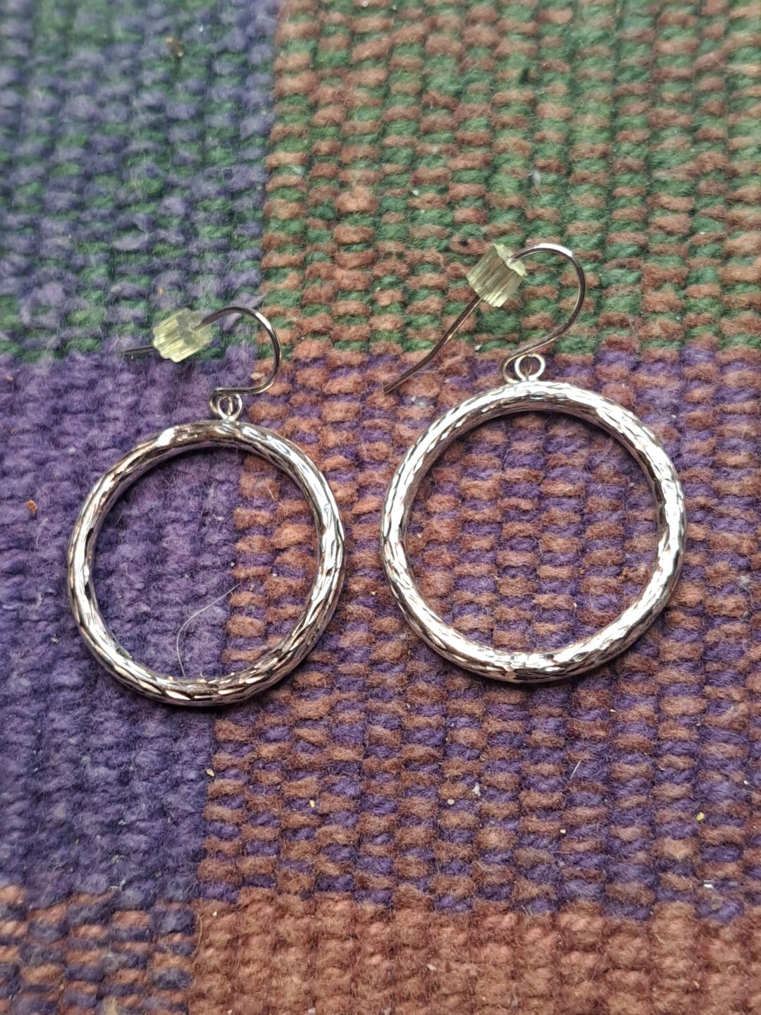 New Solid 14 Karat Solid White Gold Circle Earrin… - image 11