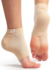 Moisturizing Heel Socks-Toeless-Gel Lined SPA-Day Night Care Skin 4 Pack-Beige