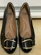 Sofft Womens Classic Dress Slip On  Shoes Black Patent Leather 7 M
