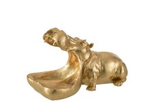 J-Line Nilpferd Skulptur Flur Schlüsselschale Deko Ablage L26 cm Statue  Gold