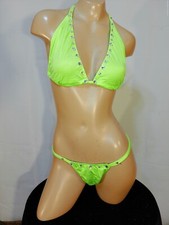 Exotic dancer stripper med/large lime green 2 pc bikini dance outfit-dancewear