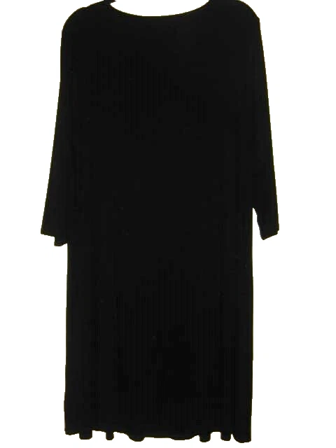 Vestido negro elástico Cupio para mujer talla 1X diseño columpio completo debajo de la rodilla cuello en V Foto 4 de 4