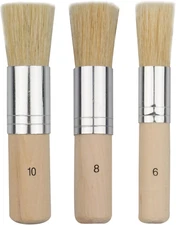 Wooden Stencil Brush (Set of 3), Natural Bristle Brushes Perfect for Acrylic Pai
