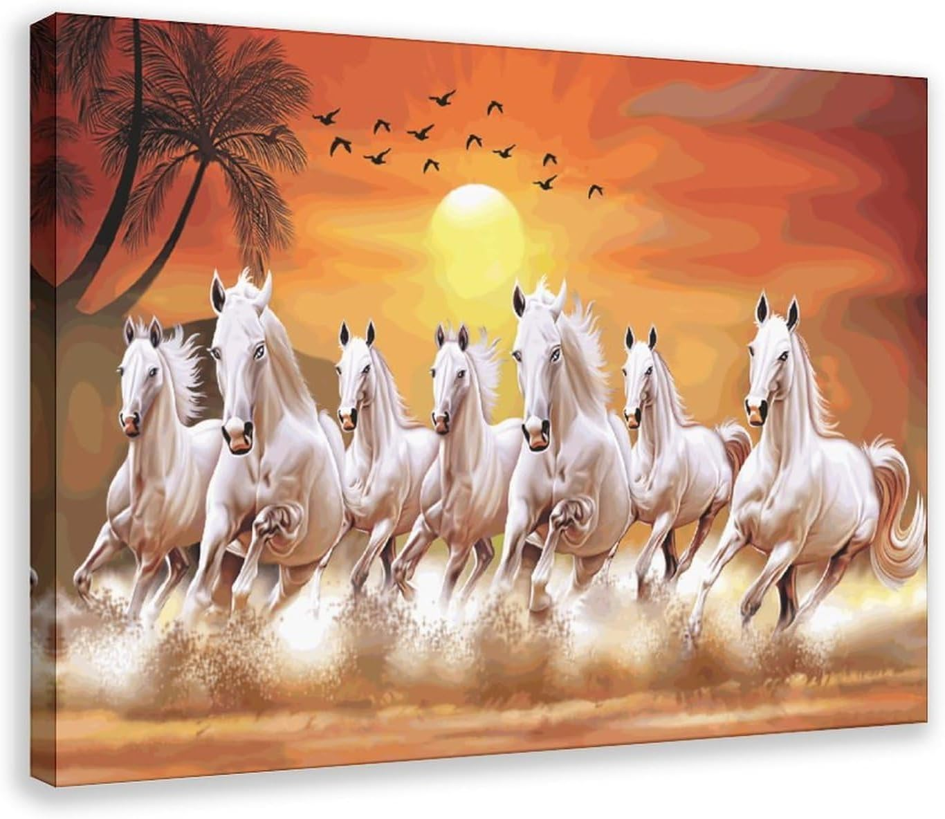Wall Art Horse Pictures Wall Decor Seven Lucky Running Wild Horses Horse Wall...