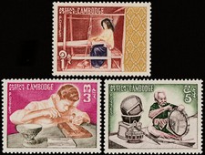 CAMBODIA 1965 - HANDICRAFTS - Sc. 141/143 Mi. 184/186 MNH ** 1KHP184