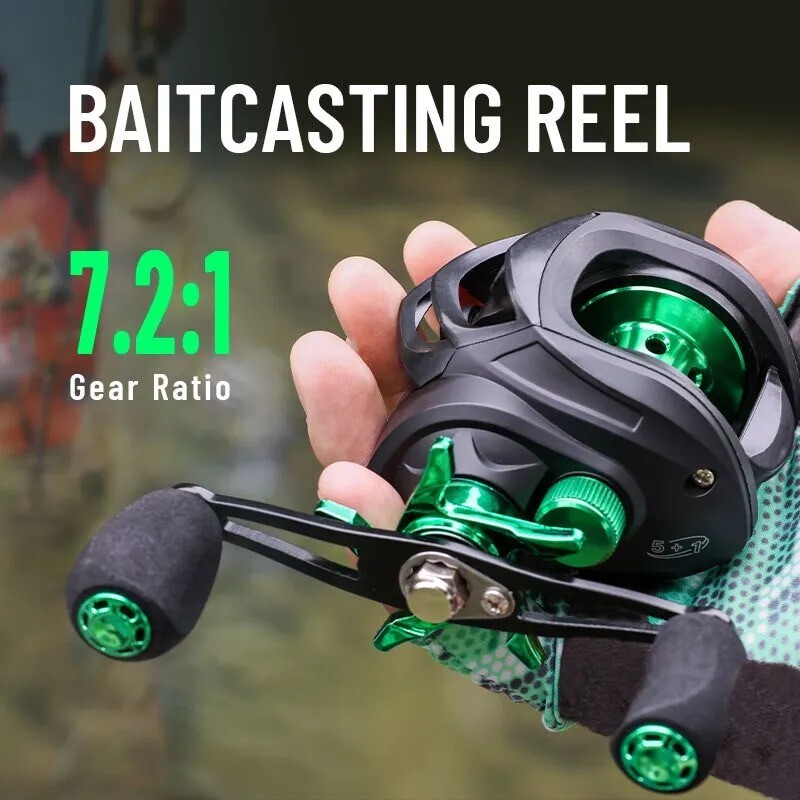 Bait Casting Reel MX 2000 7.2:1 Gear Ratio Left Hand-Color Green