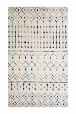 Distressed Moroccan - 3'6"x5'6", Ivory, Transitional Design Area Rug - 505