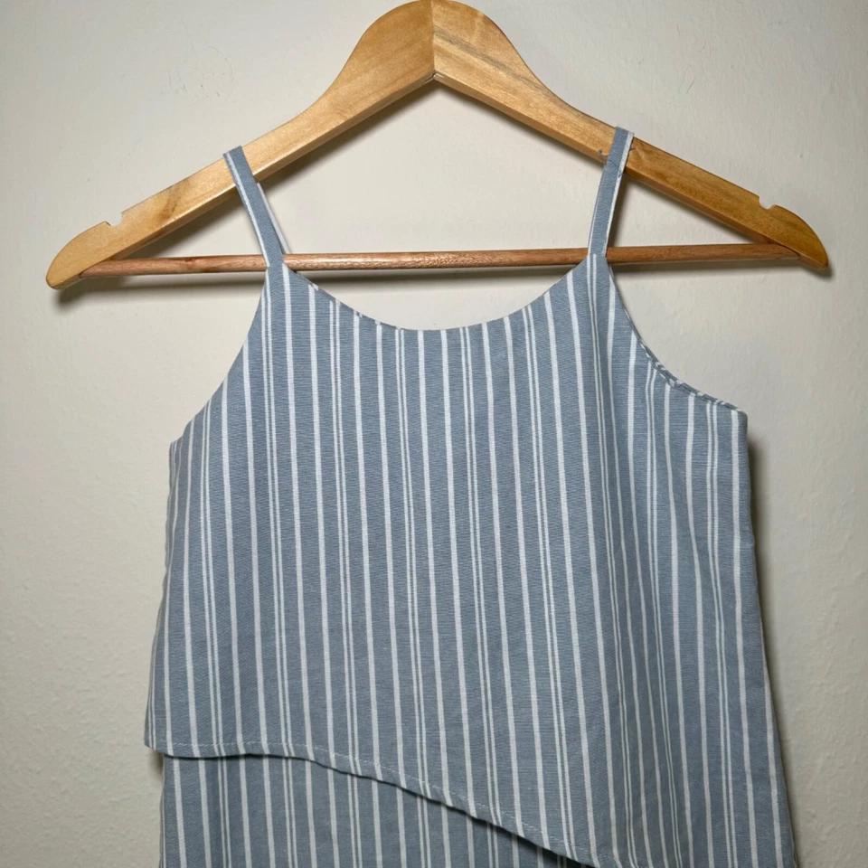 7 for all Mankind Juniors Striped Tank Mini Dress Light Blue SM - Изображение 2 из 4