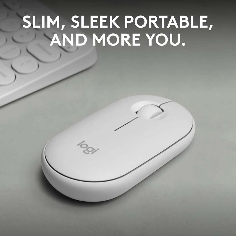 Logitech Pebble Mouse 2 M350s Slim Bluetooth Wireless Mouse, Portable, White  - Image 2 of 4