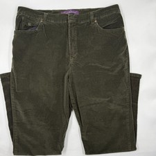Gloria Vanderbilt Women's Amanda Straight 16 Olive Corduroy Stretch Straight