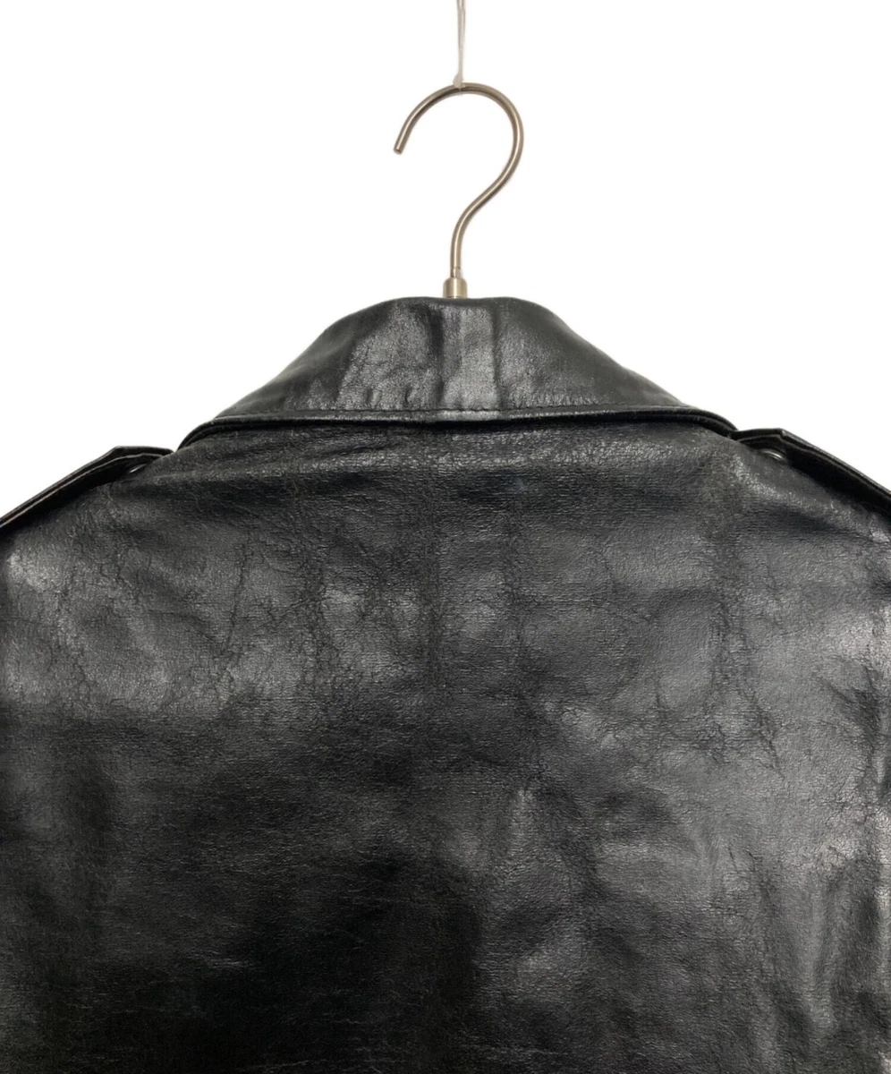 Chaqueta de Cuero Schott Double Rider Negra Hecha en EE. UU. Talla 36 Para Hombre Usada