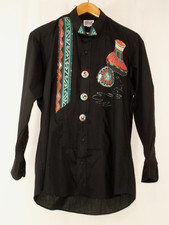 Embellished Southwestern Black Tuxedo Shirt Broadway Tuxmakers Mens L 32-33 NWT