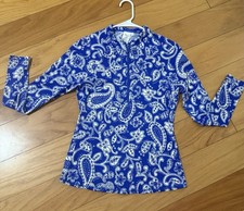 Boden Blue Paisley Long Sleeve Zipper Rash Guard Swim Shirt US 10