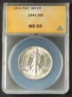 1941 Walking Liberty Half Dollar MS65 ANACS GRADED