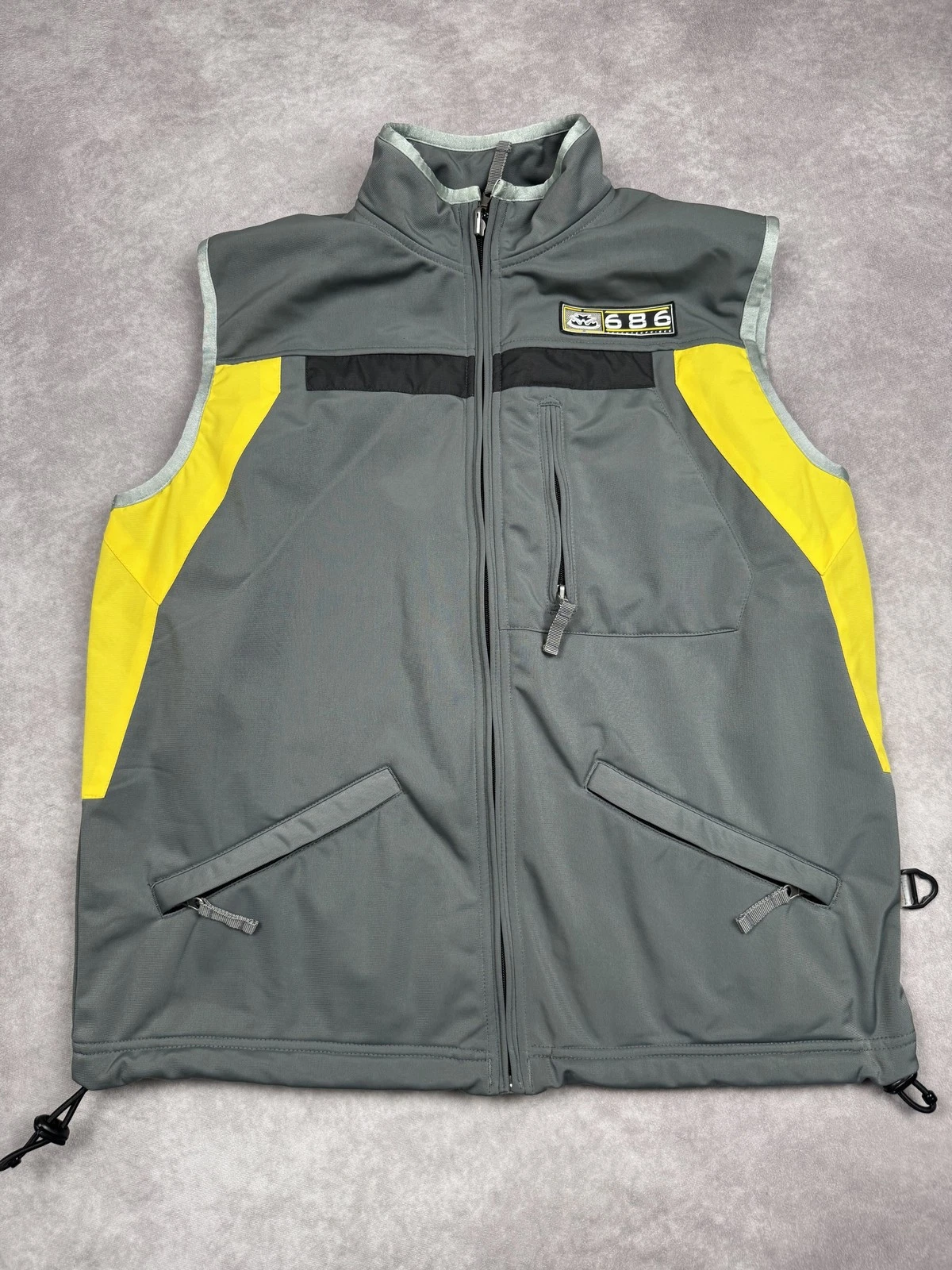 686 Enterprises Vest Mens Small Gray Yellow Softshell Windbreaker Outdoor Jacket