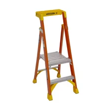 2 Ft. Fiberglass Podium+ Platform Step Ladder (8 Ft. Reach Height) with 300 Lbs.