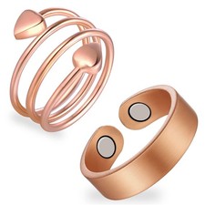 Feraco 2PCS Pure Copper Rings for Women,Magnetic Ring Magnets Jewelry with 350