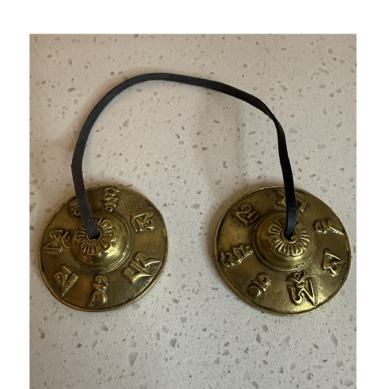Bronze Singing Bowl and Tingsha Cymbals Meditation Set, 3 Pieces