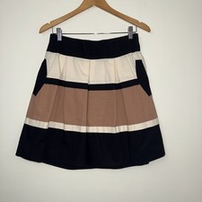 Anthropologie Mini Skirt women's Sz S HD in Paris Stripe Veldt Tan White/Black