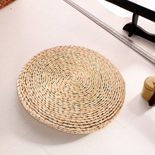 .Cattail Hand&8209;Woven Pouf Tatami Seats Cushion For Yoga Balcony Bay Window