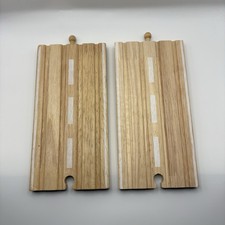 Wooden Train Track Long Straight Road Track x2 – Brio Compatible