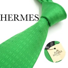 HERMES Fasone tie green silk New with tag box