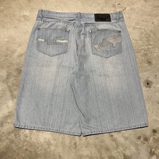 Ecko Unktd Y2K Vintage Embroidered Baggy Denim Shorts Men  s 36x13 Grunge Skater