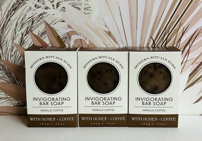 3-Pack Vanilla Coffee Invigorating Bar Soap with Honey 10 oz Each