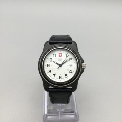 Vtg Swiss Army Victorinox Watch Unisex 34mm Black Leather Swiss