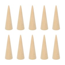 Wood Cone Ring Holder, 10 Pcs Finger Jewelry Display Stand, Black 80x25mm 