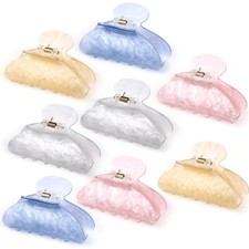 8 PCS Large Acrylic Pastel Color Hair Claw Clips Non Slip Strong Hold Women