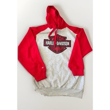 Harley-Davidson Men  s Bar  Shield Logo Pullover Hoodie Red And Gray Size Medium
