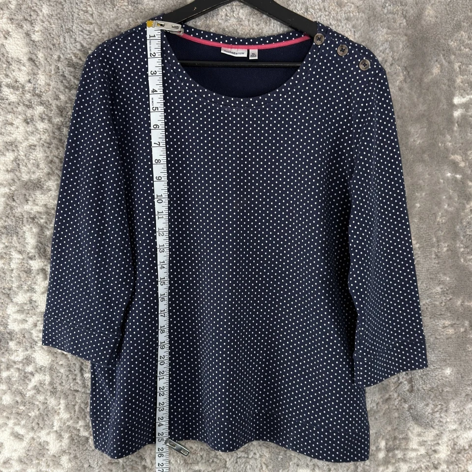 Croft Barrow Talla XL Lunares Informal Top Azul Marino Manga 3/4 Pullover Botón Foto 3 de 4