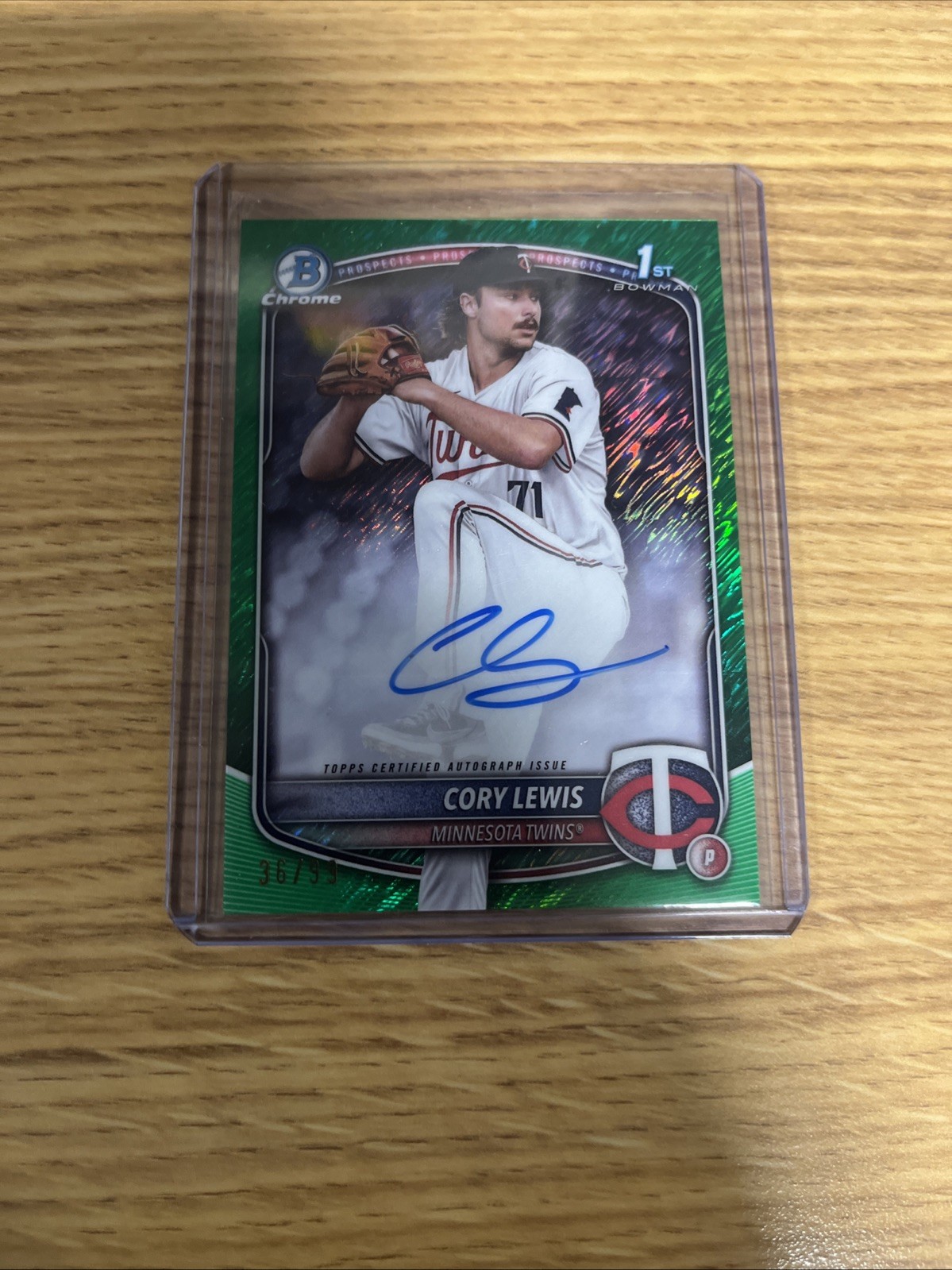 2025 Bowman Chrome Cory Lewis #CPA-CLE 1st Auto Green Shimmer Refractor /99
