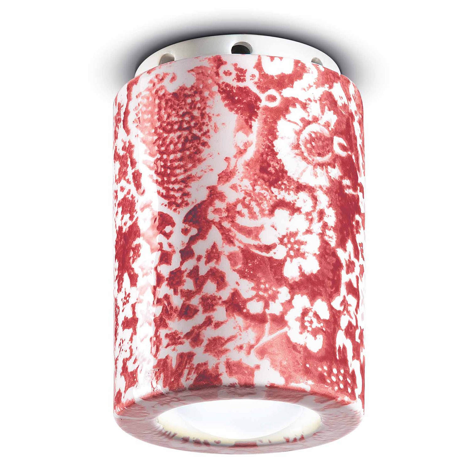 Plafoniera Retrò Ceramica Rosso Ming Pi - Illuminazione Decò d'Elite