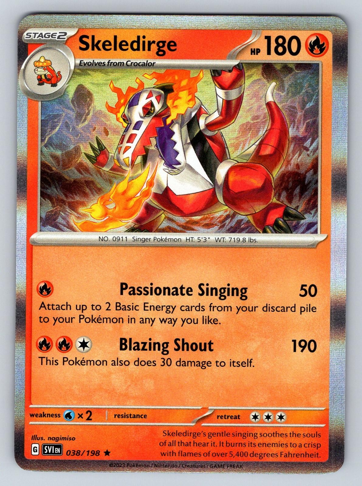 Skeledirge 038/198 Rare Scarlet & Violet Pokemon Holo Near Mint