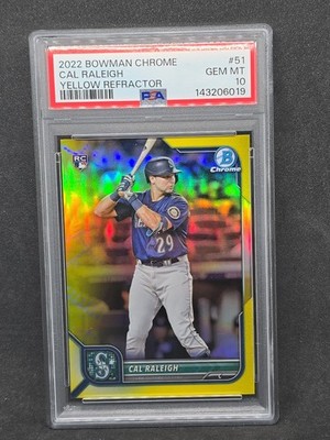 2022 Bowman Chrome - Cal Raleigh #51 Yellow Refractor /75 (RC)
